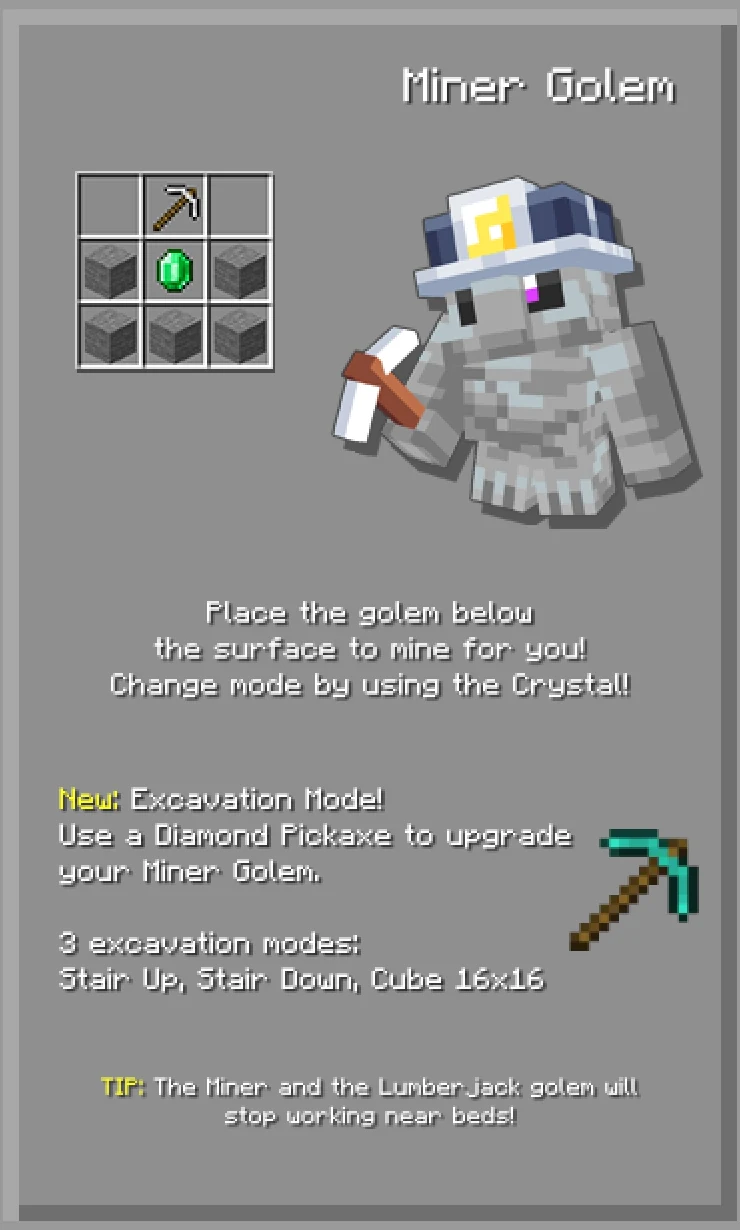 Cute Golems guide, the Miner Golem and its excavation modes
