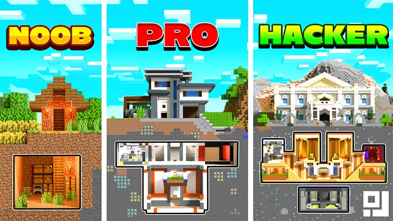 Noob vs Pro vs Hacker Bunkers